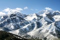 Wasatch Mountain peaks in northern utah in the wintertime