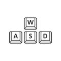 Wasd button icon in flat style. Keyboard vector illustration on white isolated background. Cybersport business concept