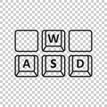 Wasd button icon in flat style. Keyboard vector illustration on white isolated background. Cybersport business concept