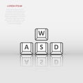 Wasd button icon in flat style. Keyboard vector illustration on white isolated background. Cybersport business concept