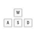 WASD computer keyboard buttons. Desktop interface. Web icon. Gaming and cybersport. Vector stock illustration