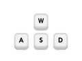 WASD computer keyboard buttons. Hotkeys combination for gaming and cybersport. Vector illustration Royalty Free Stock Photo