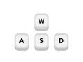 WASD computer keyboard buttons. Hotkeys combination for gaming and cybersport. Vector illustration