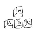 WASD keyboard keys used in PC video games. Gaming concept doodle