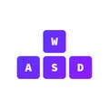 WASD keys, game control keyboard buttons. Gaming and cybersport symbol. Vector illustration