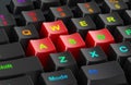 WASD red keys on a computer keyboard, 3D rendering