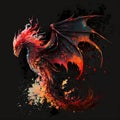 Wash art flying dragon made of magma lava volcanic Royalty Free Stock Photo