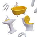 Wash basin, bath with faucet and toilet. Personal home hygiene