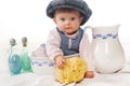 Wash basin funny baby Royalty Free Stock Photo