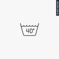 Wash at or below 40ÃÂ°C, linear style sign for mobile concept and web design Royalty Free Stock Photo