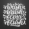 Wash, brush, floss, flush poster