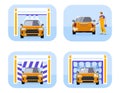 Wash car vector set Royalty Free Stock Photo