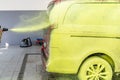 wash cars with green active foam in the garage Royalty Free Stock Photo