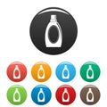 Wash clean bottle icons set color