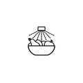 Wash food hygiene thin line icon. Disinfection fruits and vegetables outline style pictogram on white background