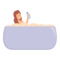 Wash girl shampoo icon cartoon vector. Care mom activity