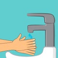 Wash hand flat design vector illustration.