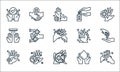 Wash hand line icons. linear set. quality vector line set such as hand palm, coronavirus, hand, washing hands, dont touch, dryer,