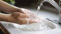 Wash Hands. Cleaning Hands. The Importance of Regular Hand Washing. Generative AI Royalty Free Stock Photo