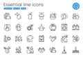 Wash hands, Cleaning mop and Clean bubbles line icons. For website, printing and application. Vector