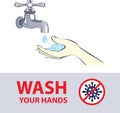 Wash hands. Disinfection, skin care. Antibacterial washing