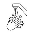 wash hands icon, foam soap on hand, thin line web symbol on white background - editable stroke vector illustration eps10. Toilet Royalty Free Stock Photo