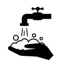 Wash hands line silhouette icon hands under the water tap vector illustration personal hygiene disinfection skin care