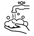 Wash hands line silhouette icon hands under the water tap vector illustration personal hygiene disinfection skin care