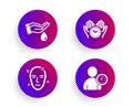 Wash hands, Safe time and Health skin icons set. Time management sign. Skin care, Hold clock, Clean face. Vector