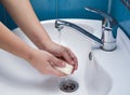 Wash hands with soap before eating Royalty Free Stock Photo