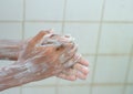 Wash hands with soap and water. Royalty Free Stock Photo