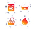 Wash icons. Machine washable at thirty degrees. Vector