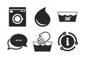 Wash icons. Machine washable at thirty degrees. Vector