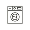 Wash machine icon vector. Outline washer, line laundry symbol.