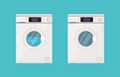 Wash machine. Open and close washer. Icon of laundry. Wash machine with drum, window, door, button and item panel. Washingmachine