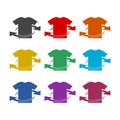 Wash t-shirt icon, color set