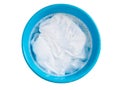 Wash white clothes and soak cloth in laundry detergent water in tub washing.