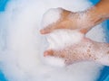 Wash white clothes and soak cloth in laundry detergent water in tub washing.