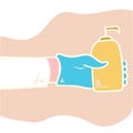 Wash your hand ivector illustration with a doctor`s hand. Washing hands rubbing with soap Royalty Free Stock Photo