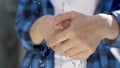 wash your hands with clean water, bokeh, wash germs with a clean transparent stream of water, save water sparingly in a