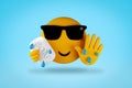 Wash your hands cool emoji character washing hands with soap wearing sunglasses