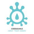 Wash your hands icon virus or bacteria microbe icon coronavirus COVID-19 with molecule shape form , vector flat symbol black Royalty Free Stock Photo