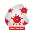 Banner design coronavirus llustration vector with text wash your hand Royalty Free Stock Photo