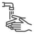 Wash your hands line icon, wash and hygiene, washing hands sign, vector graphics, a linear pattern on a white background