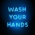 Wash Your Hands Neon Sign Royalty Free Stock Photo