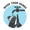 Wash your hands or safe hand washing vector symbol Royalty Free Stock Photo