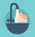 Wash your hands in sink concept