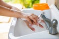 Wash your hands with soap to prevent the virus from being covid Royalty Free Stock Photo