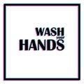 Wash Your Hands typographic poster with glitch effect. Vector print on white background. Text glitch effect rgb split