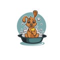 Wash Your Pet, Funny Cartoon Baby Dog Taking a Bath Royalty Free Stock Photo